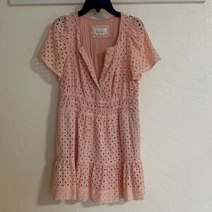 Anthropologie Pink Eyelet Lace Dress